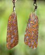 Orange/Brown Spiderweb Dinosaur Gembone Earrings #22526-5